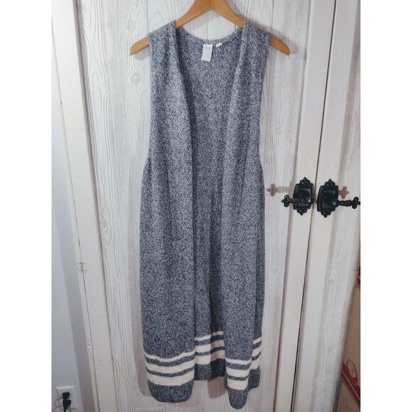 GAP Women's Sleeveless Knit Long Maxi Cardigan Size X-Large Stripe - Picture 6 of 12